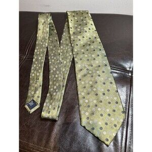 GRANT THOMAS Green with Blue Circles 100% Silk Tie